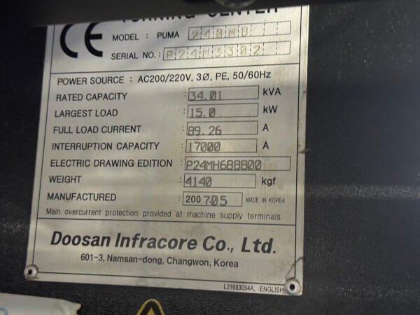 DOOSAN-PUMA 240MB-14054