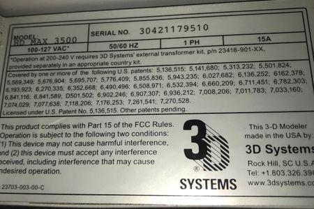 3D SYSTEMS PROJET 3500HD #5044